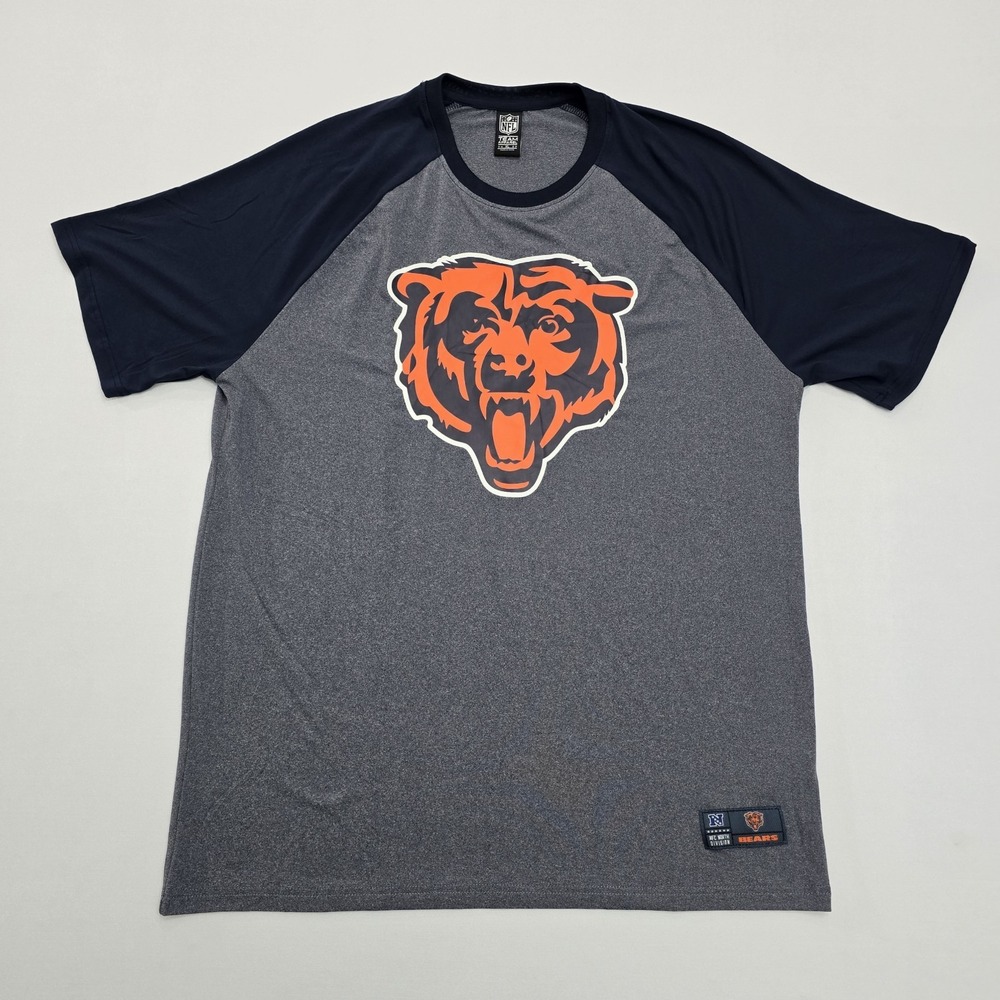 NFL Team Apparel Chicago Bears Mens XL T-Shirt Grey Navy Raglan Performance Tee
